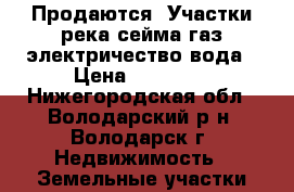 Продаются  Участки река сейма газ электричество вода › Цена ­ 50 000 - Нижегородская обл., Володарский р-н, Володарск г. Недвижимость » Земельные участки продажа   